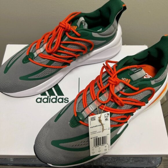 Size 11 1/2 - adidas Alphaboost V1 NCAA Pack - Miami - Picture 1 of 5